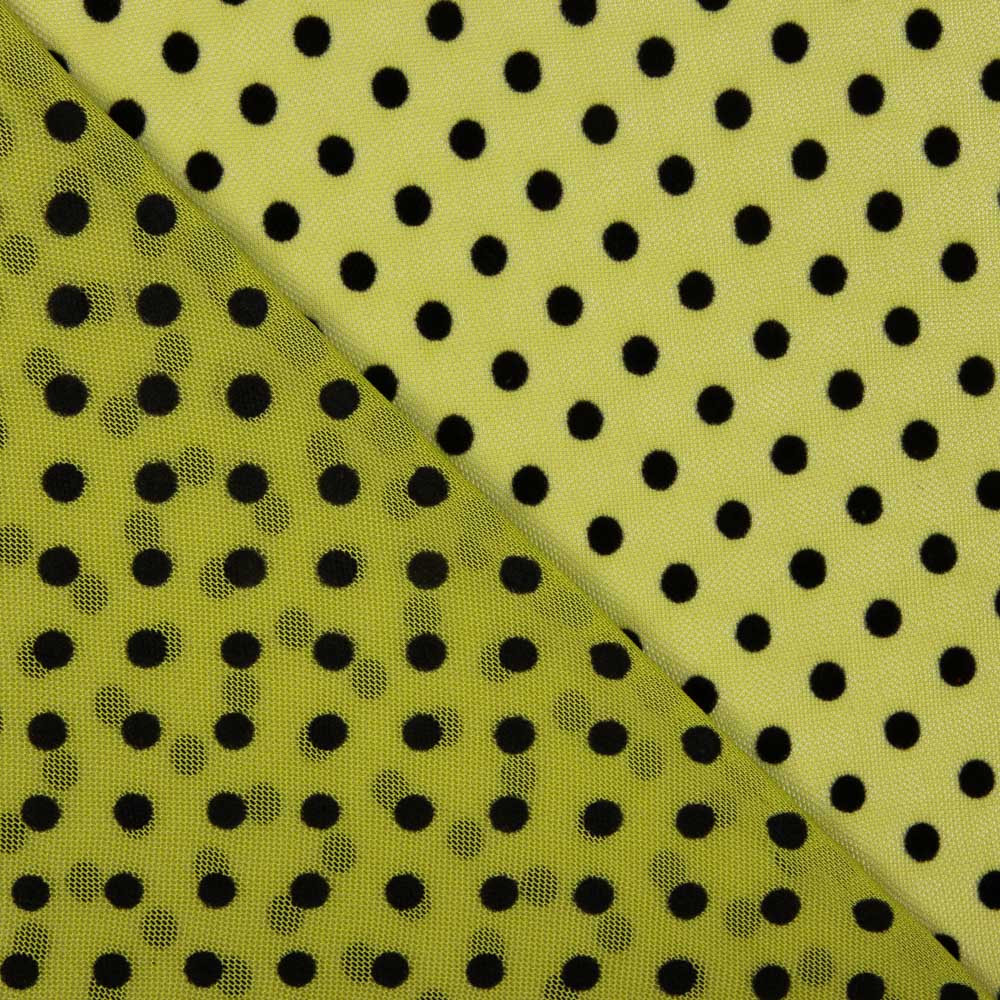 Lime Green Flocking Lycra Tulle - Ribes y Casals