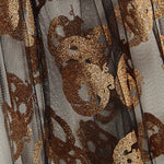 Black Tulle with Copper Lurex Pumpkins – Halloween print - Ribes y Casals