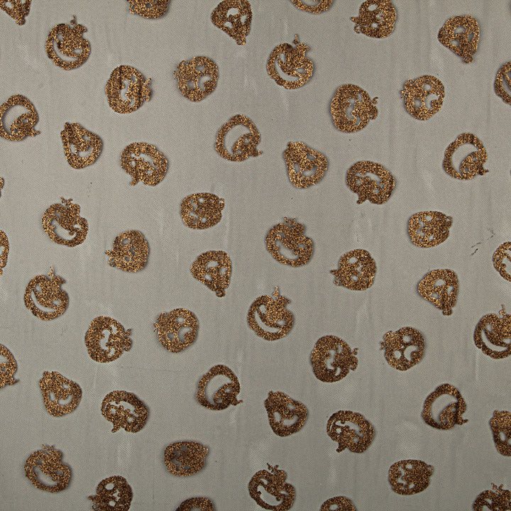 Black Tulle with Copper Lurex Pumpkins – Halloween print - Ribes y Casals