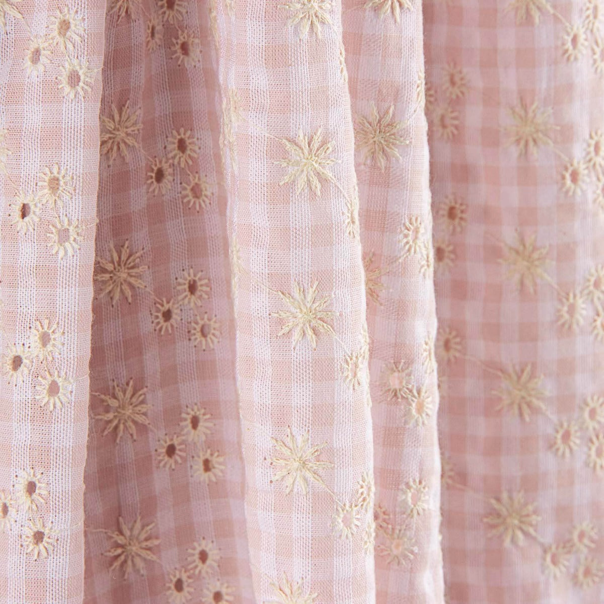Vichy Swiss Embroidered Seersucker Pink - Ribes y Casals