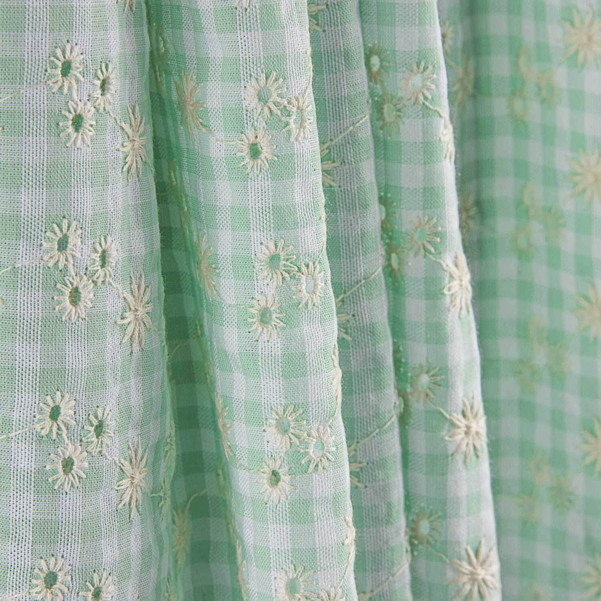 Vichy Swiss Embroidered Seersucker Green - Ribes y Casals