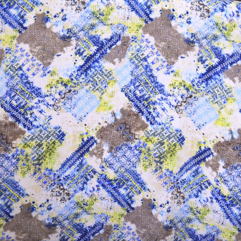 Printed viscose Mosaic Blue - Ribes y Casals