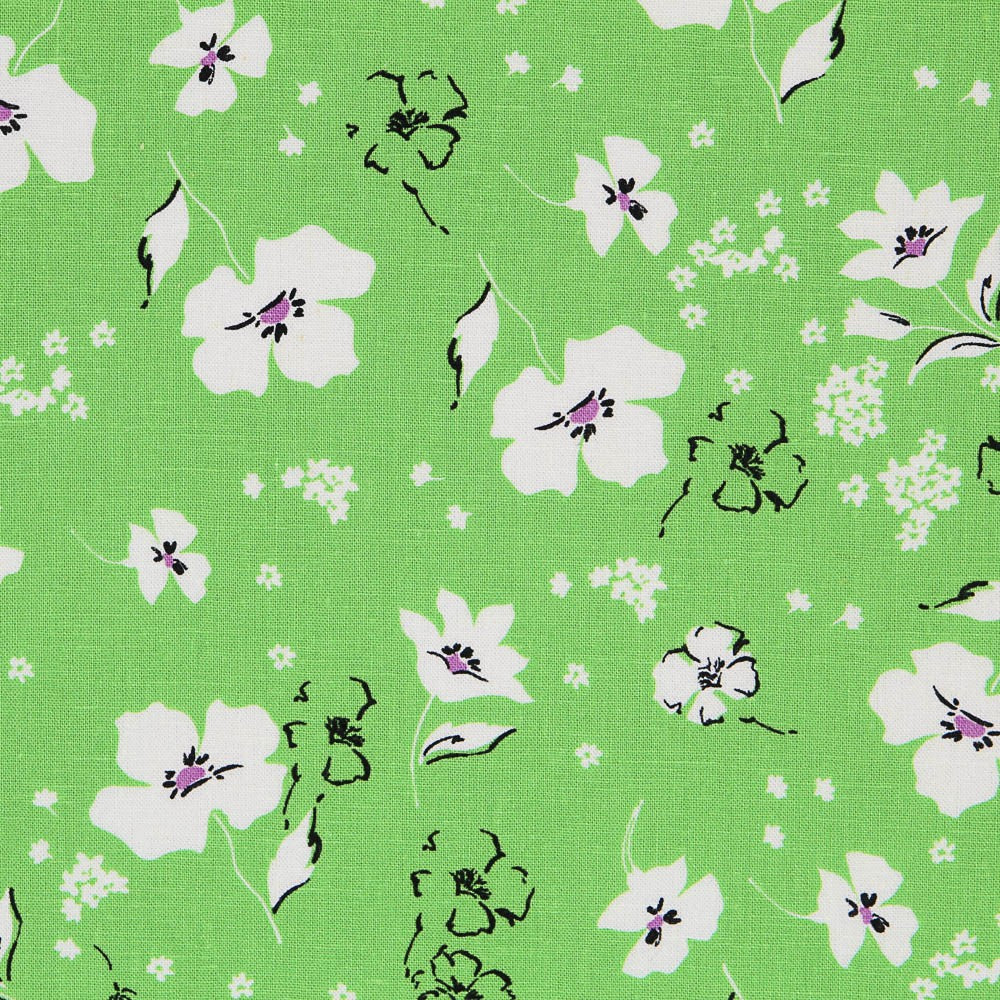 Small Green Flowers Viscose - Ribes y Casals