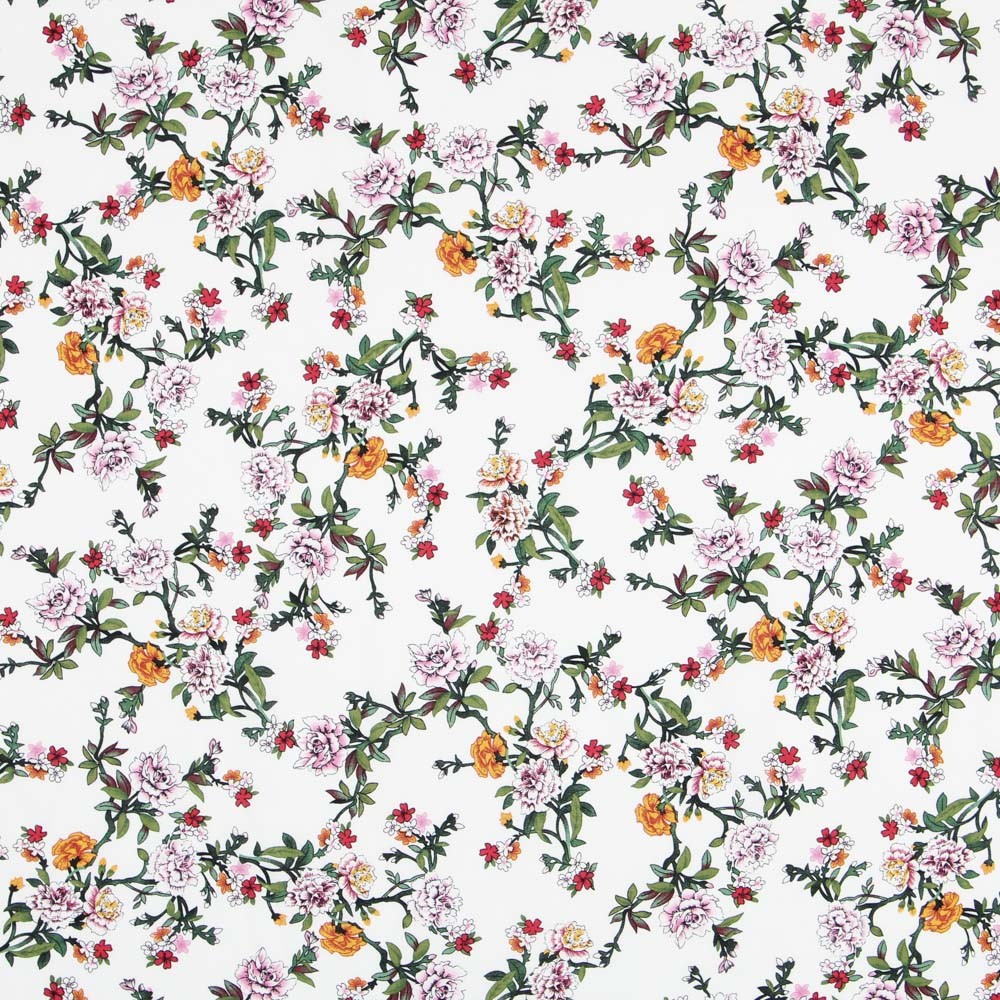 Creton Flowers White Viscose - Ribes y Casals