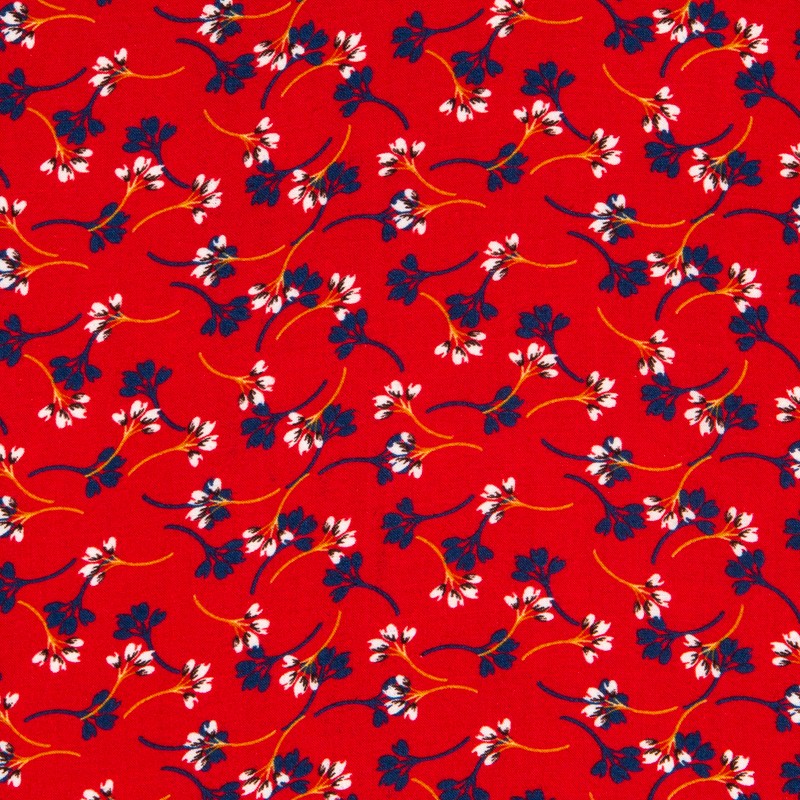 Viscose Little Flowers Red - Ribes y Casals