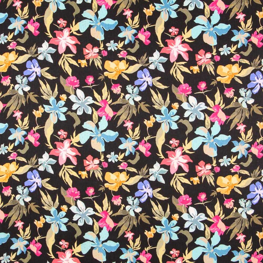 Rustic Black Floral Viscose - Ribes y Casals