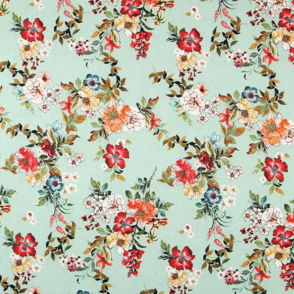 Viscose Rustic Floral Green - Ribes y Casals