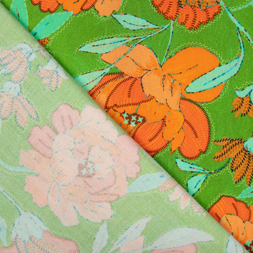 Viscose Flower Malibu Green - Ribes y Casals