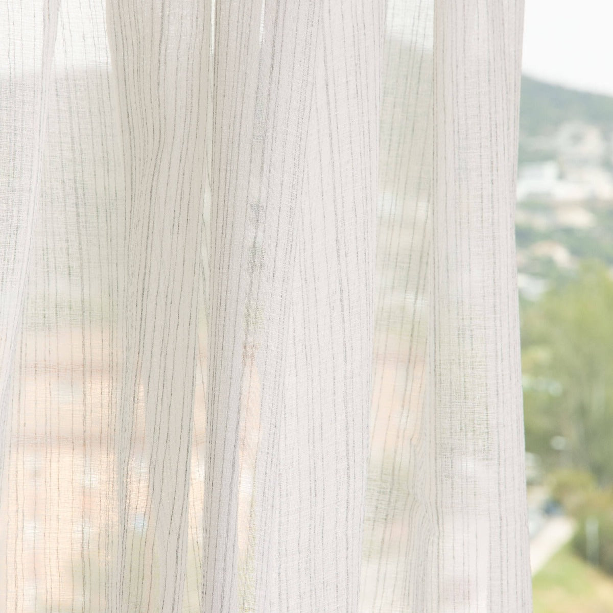 Gray Striped Sheer Curtain - Ribes y Casals