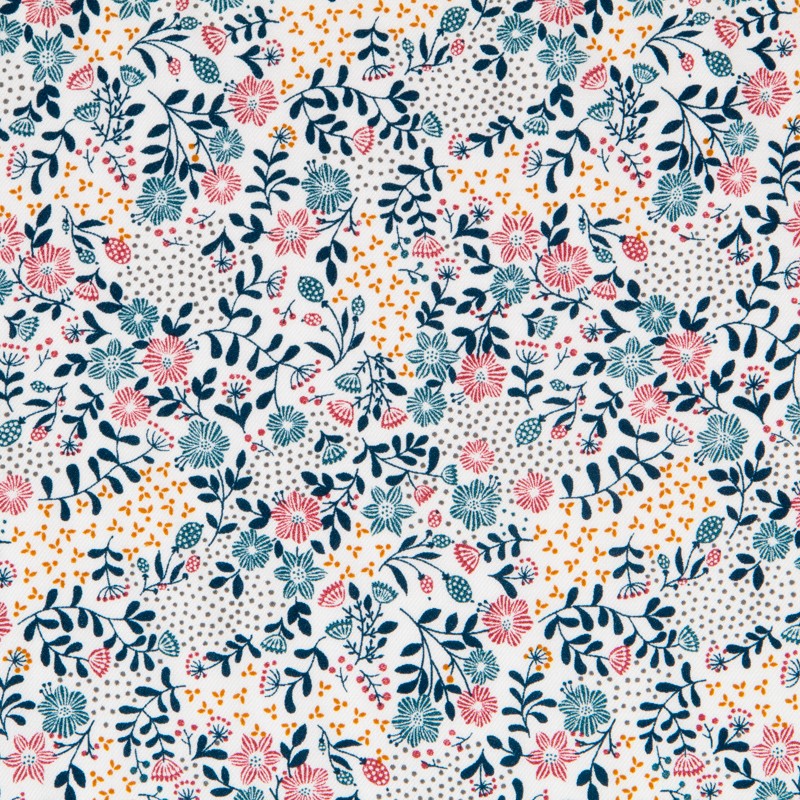 Viyela Viscose Ecru Floral - Ribes y Casals