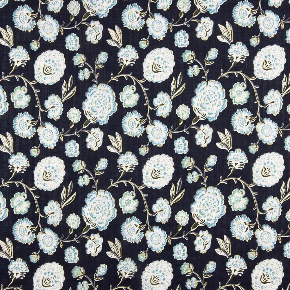 Navy Floral Print Voile - Ribes y Casals
