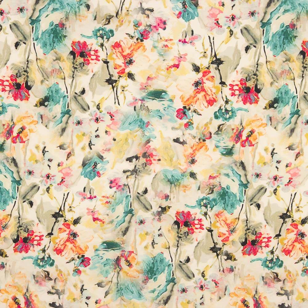 Voile Viscose Watercolour Flowers - Ribes y Casals